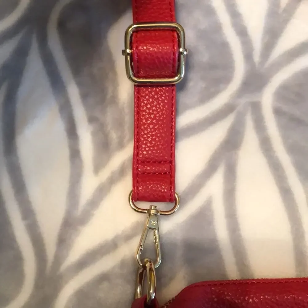 BCBG Paris Red & Gold Hardware Faux Leather Small Shoulder Bag